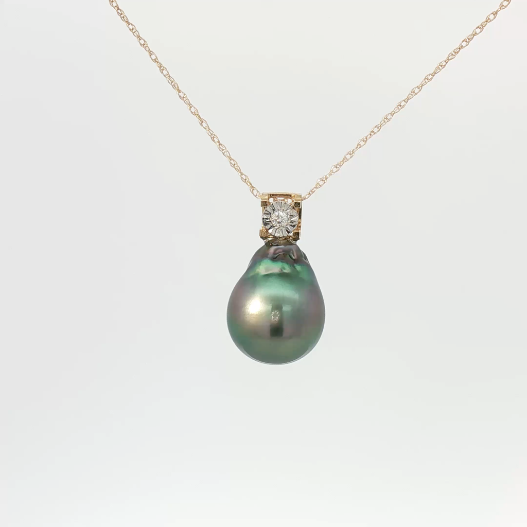 Tahitian Pearl Diamond Drop Pendant