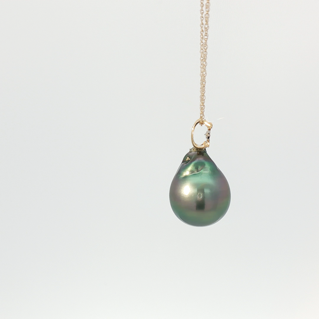 Tahitian Pearl Diamond Drop Pendant