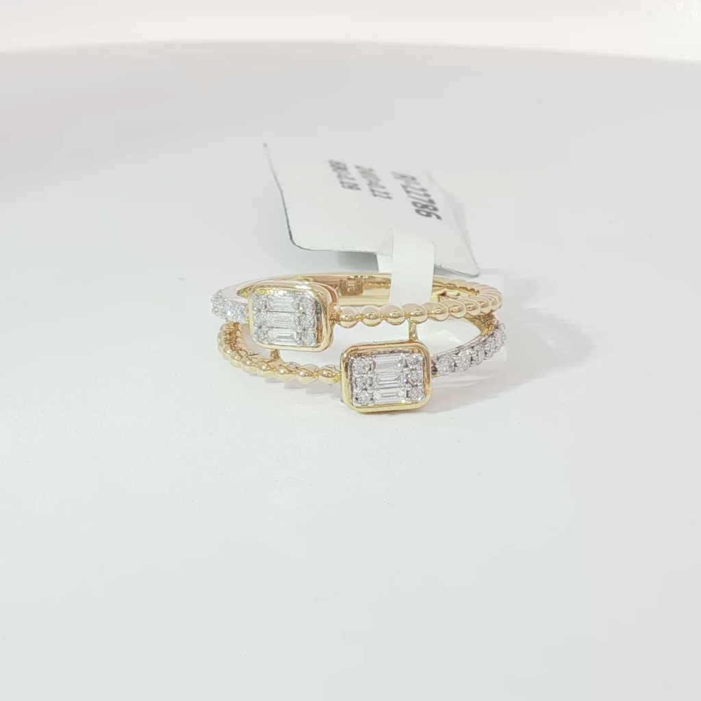 Double emerald diamond ring
