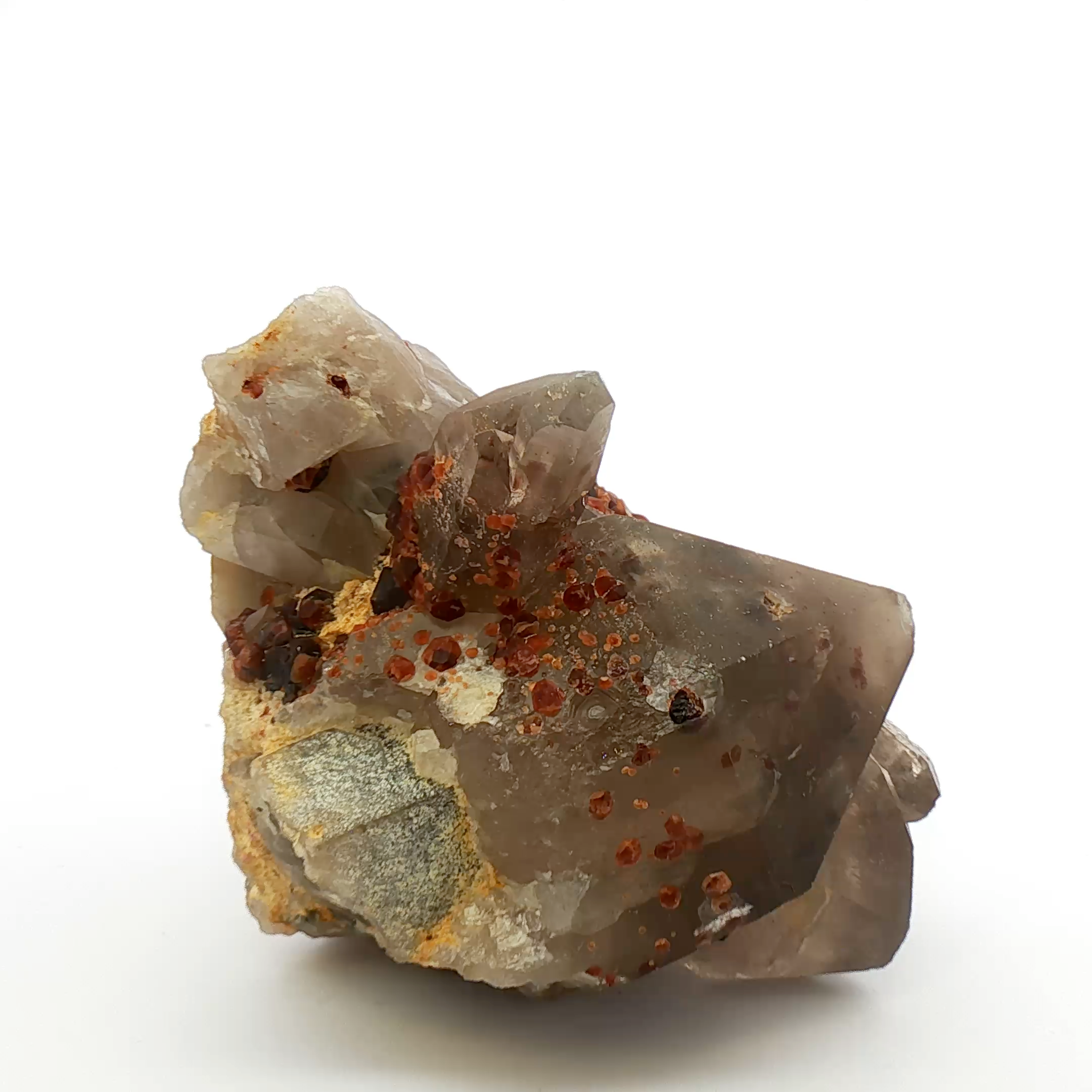 Garnet on smoky quartz