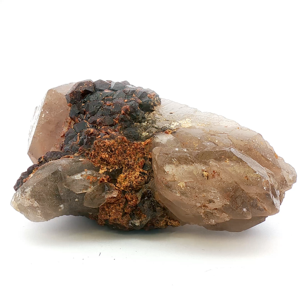 Garnet on smoky quartz