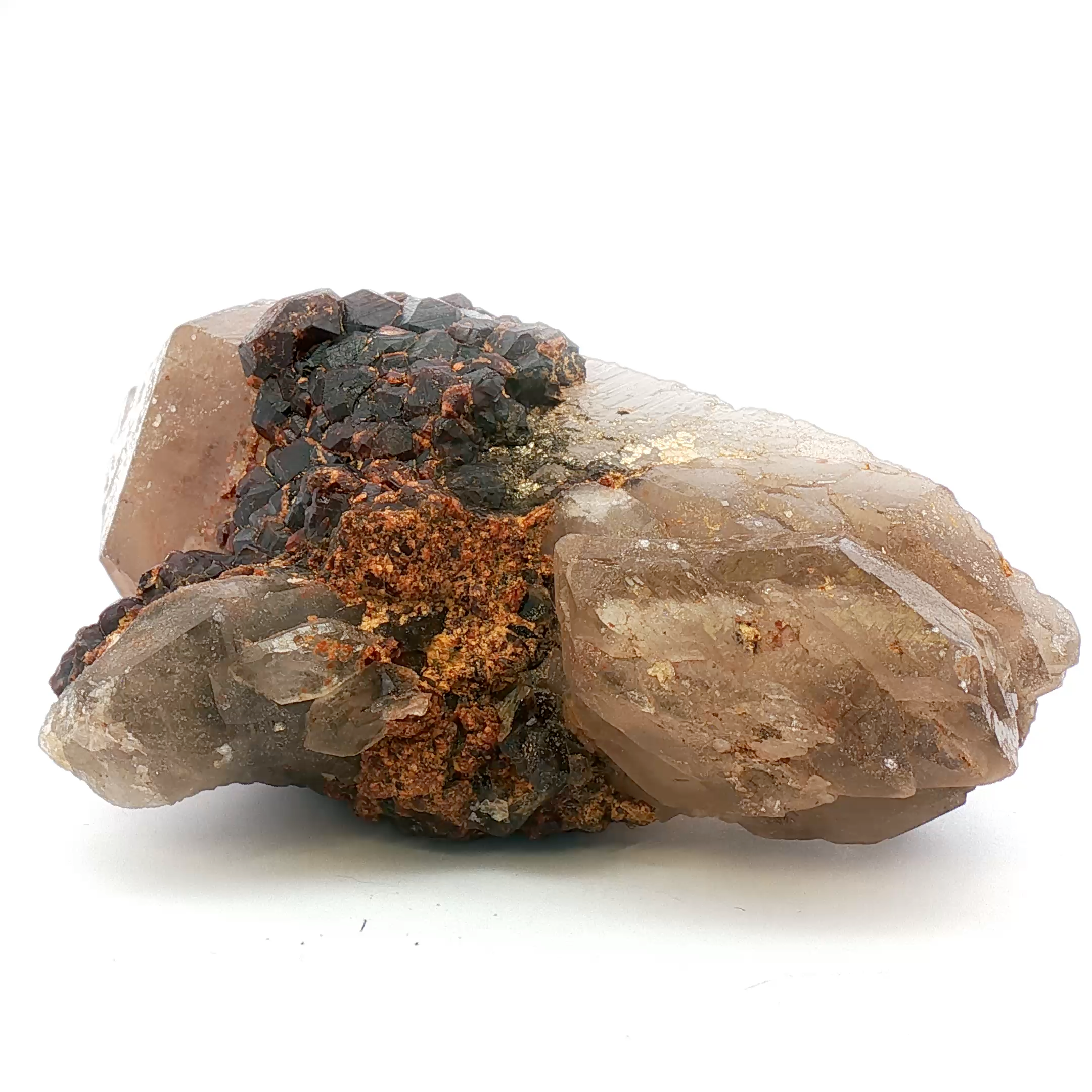 Garnet on smoky quartz