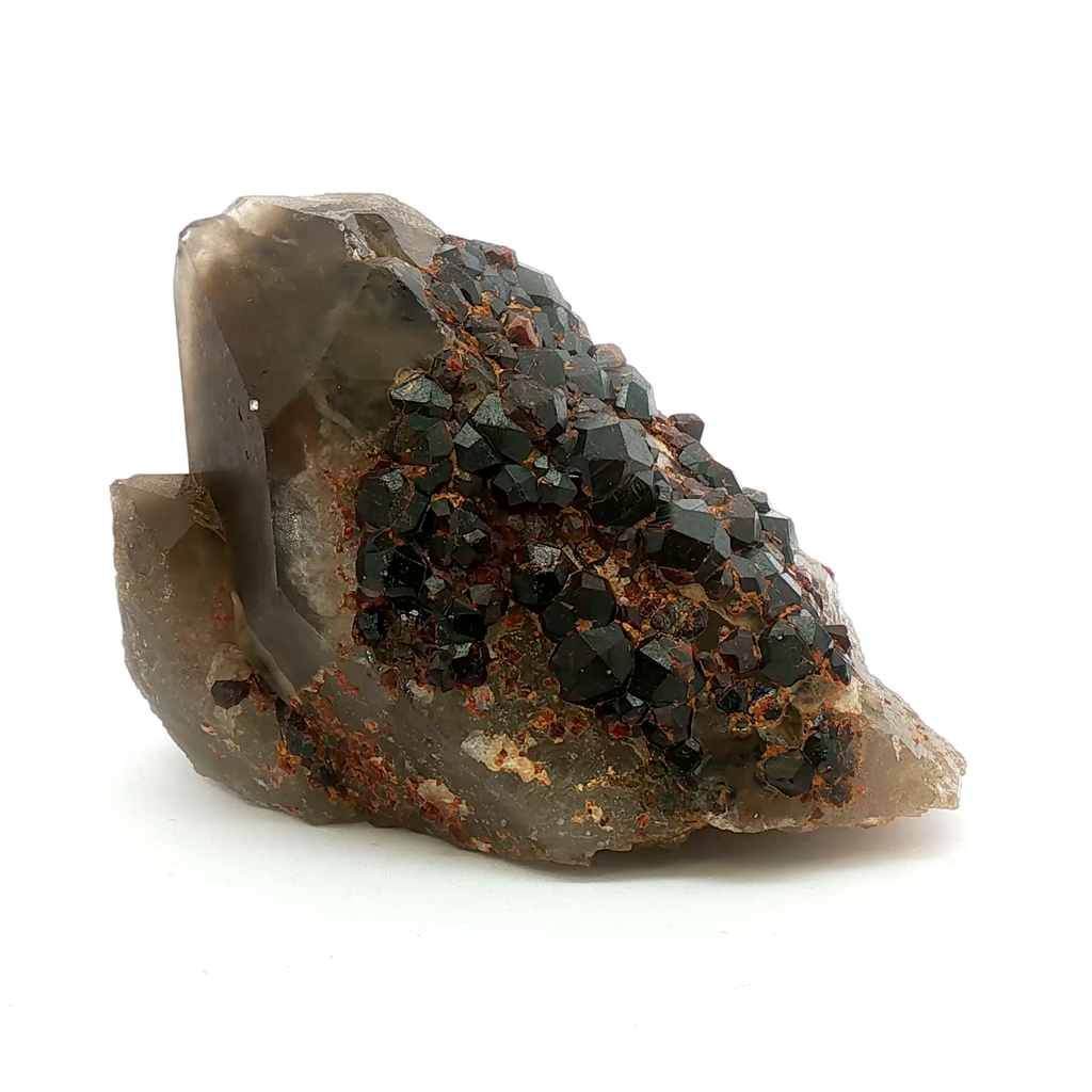 Garnet on smoky quartz