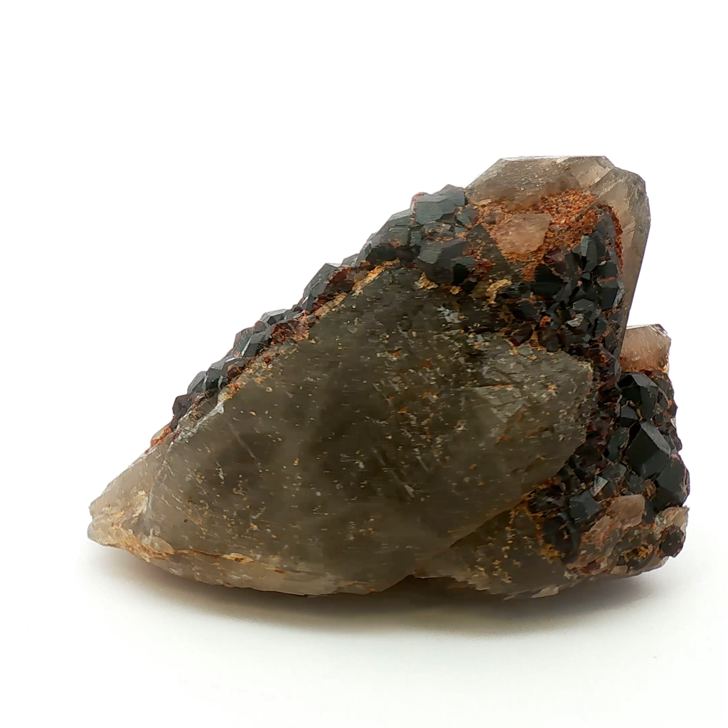 Garnet on smoky quartz