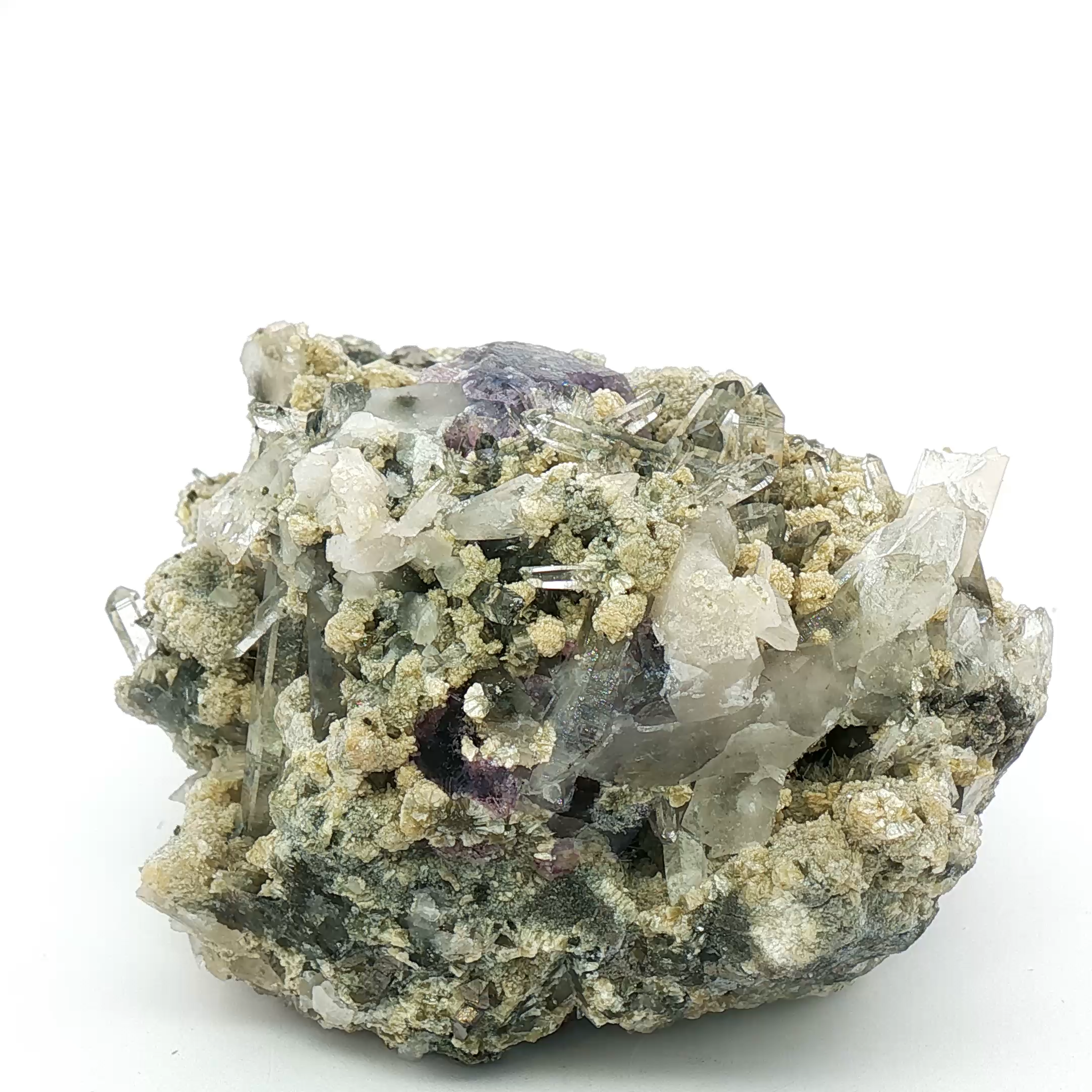 Fluorite, quartz on matrix