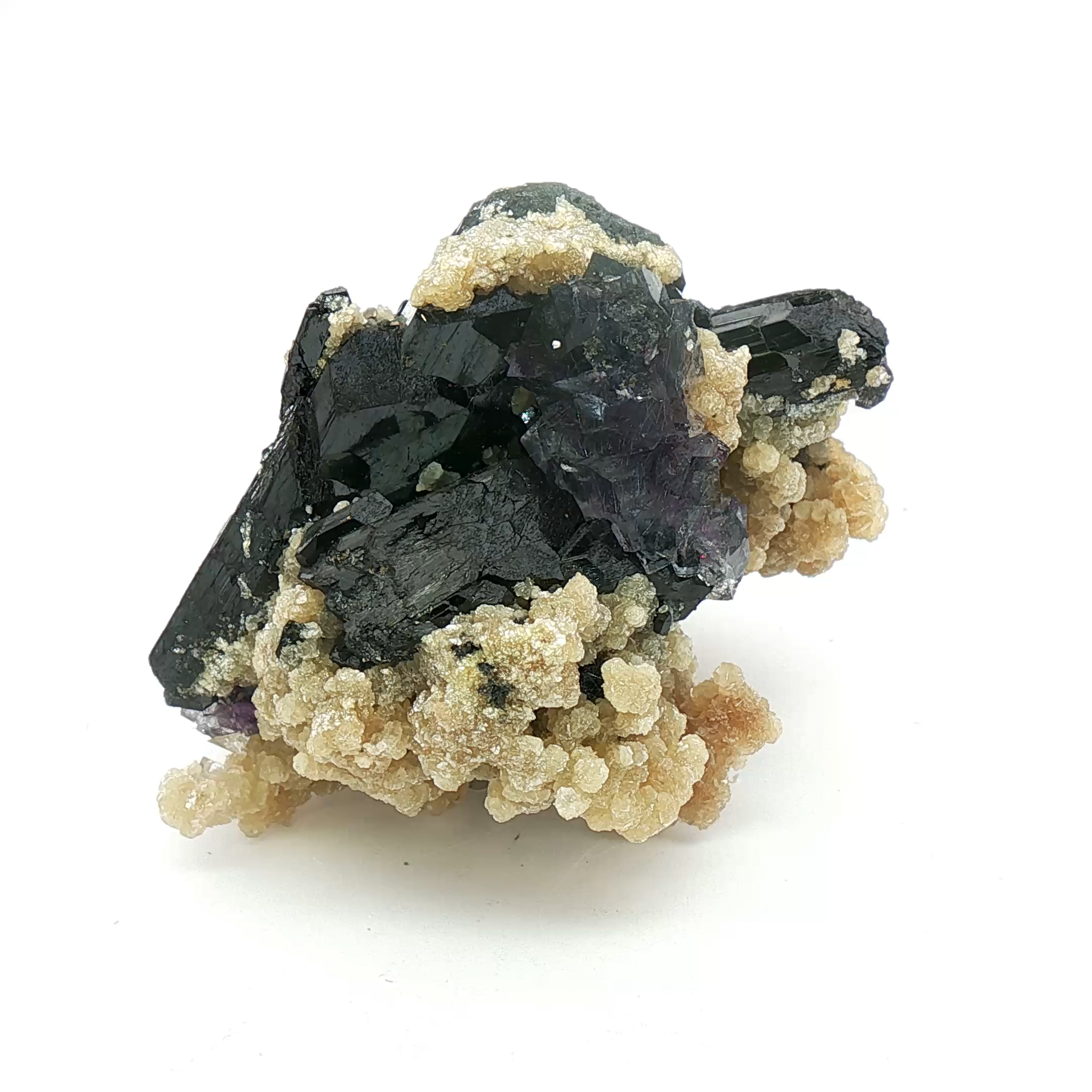Fluorite on wolframite