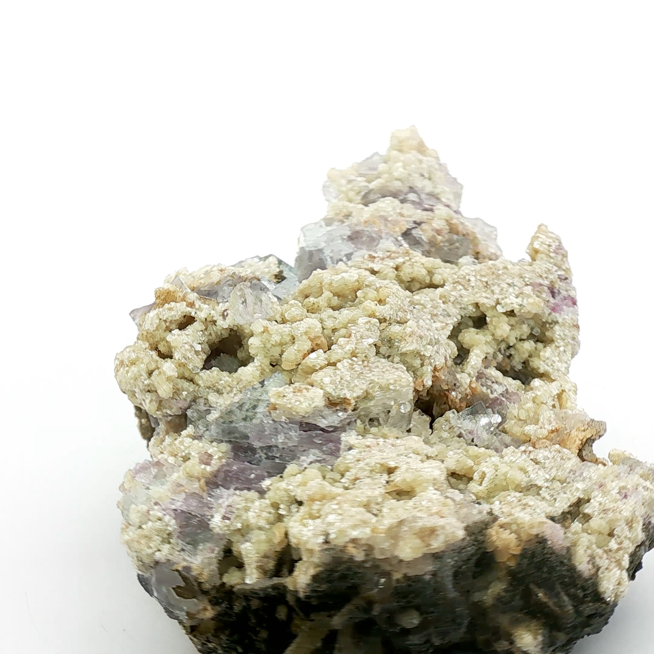 Fluorite, calcite on quartz