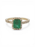 Emerald halo ring