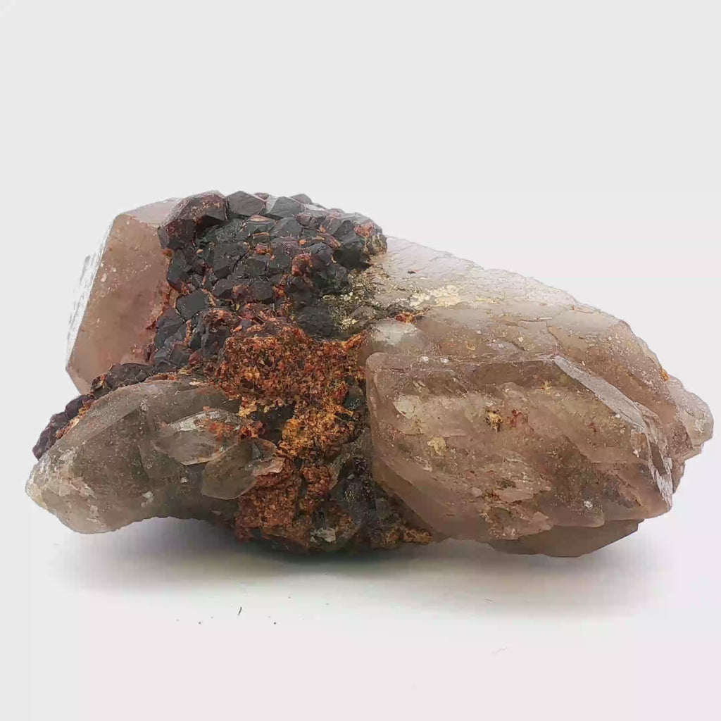 Garnet on smoky quartz