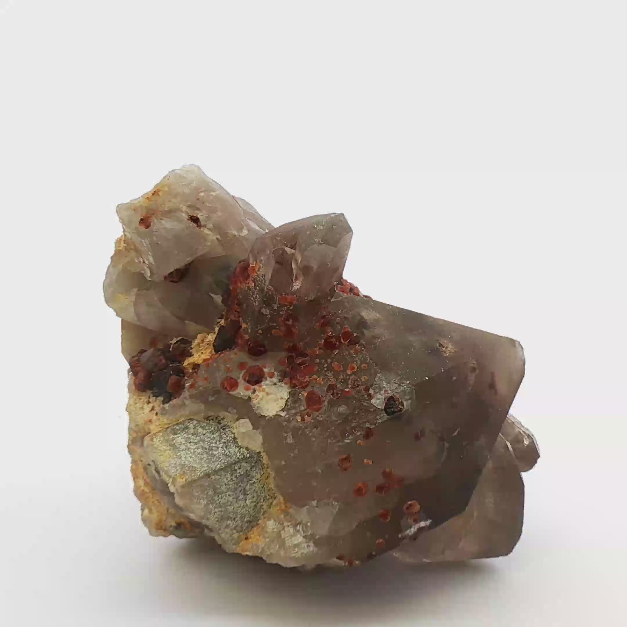 Garnet on smoky quartz