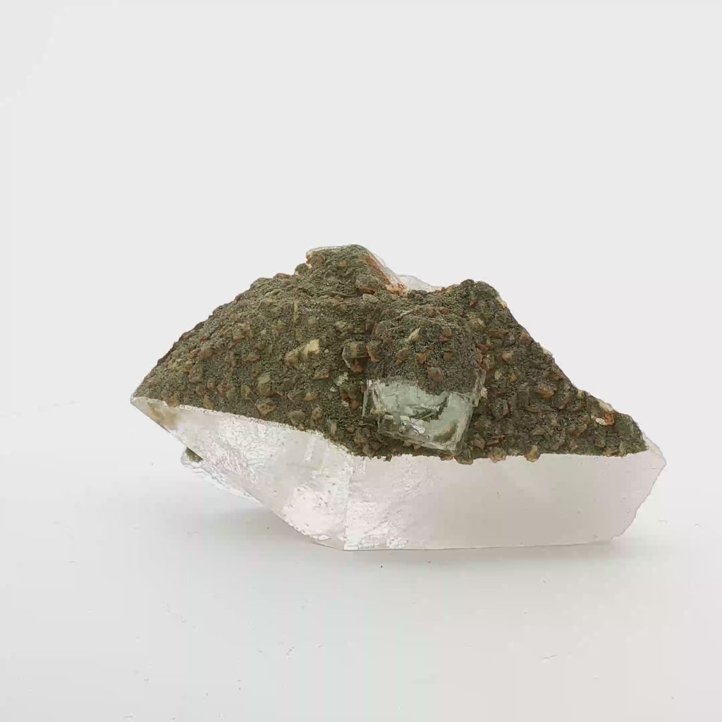 Fluorite, feldspar on quartz