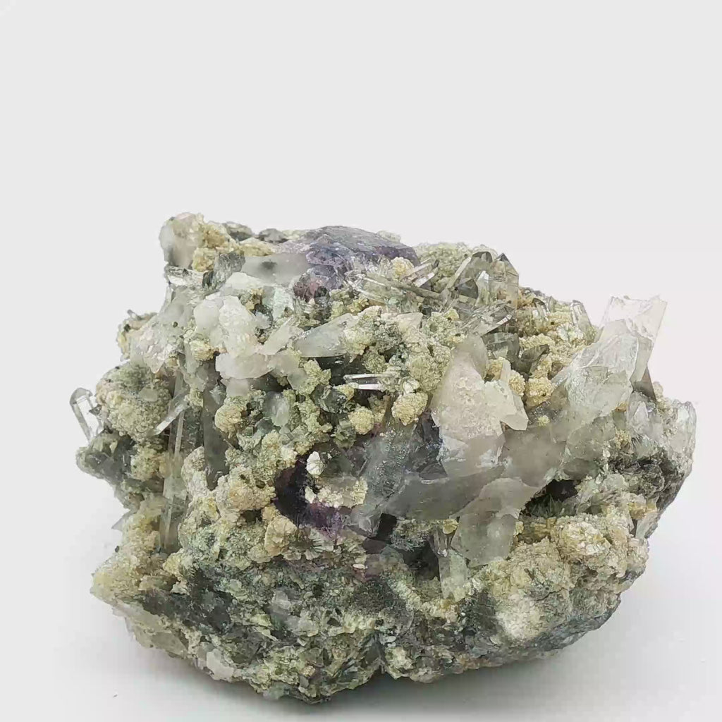 Fluorite, quartz on matrix