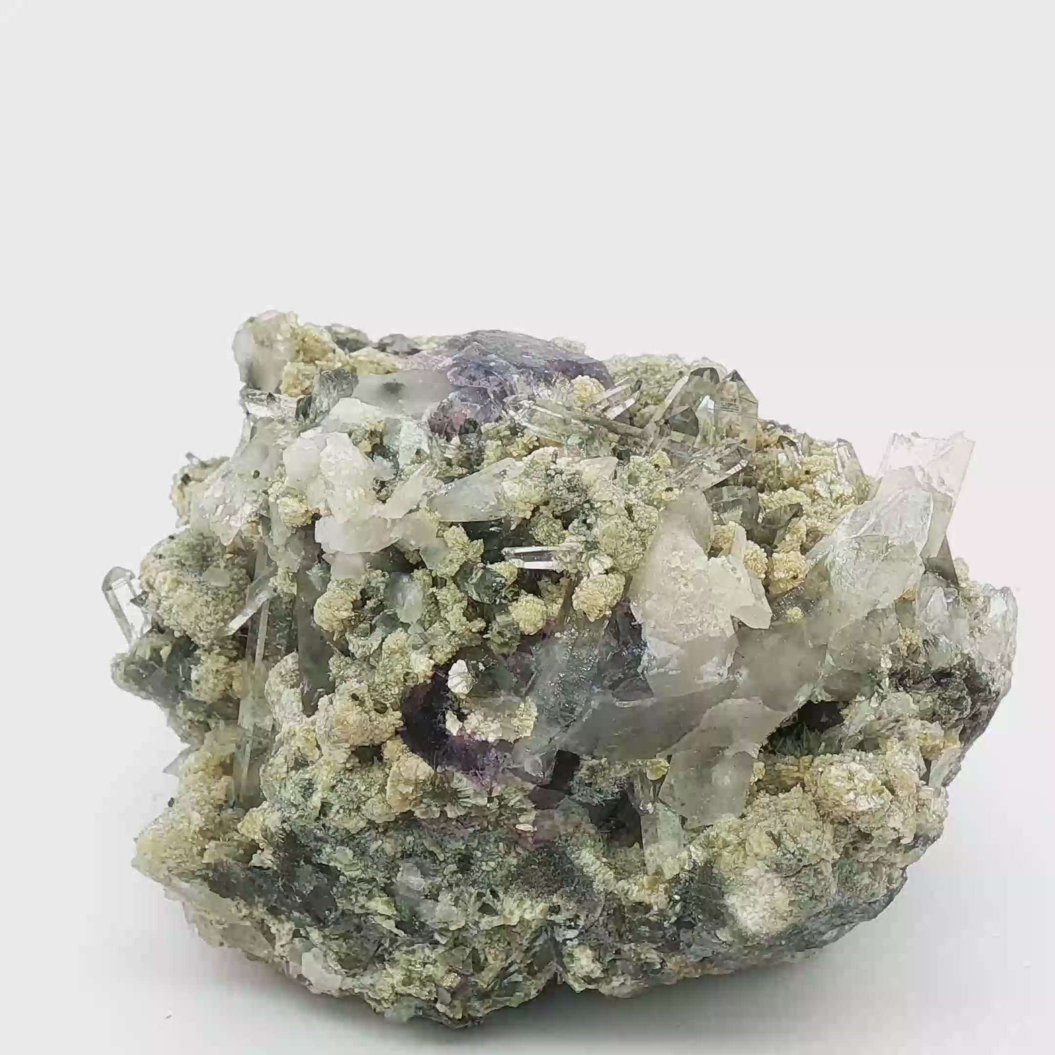 Fluorite, quartz on matrix